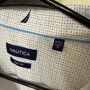 Nautica Navy and Blue Dotted Shirt